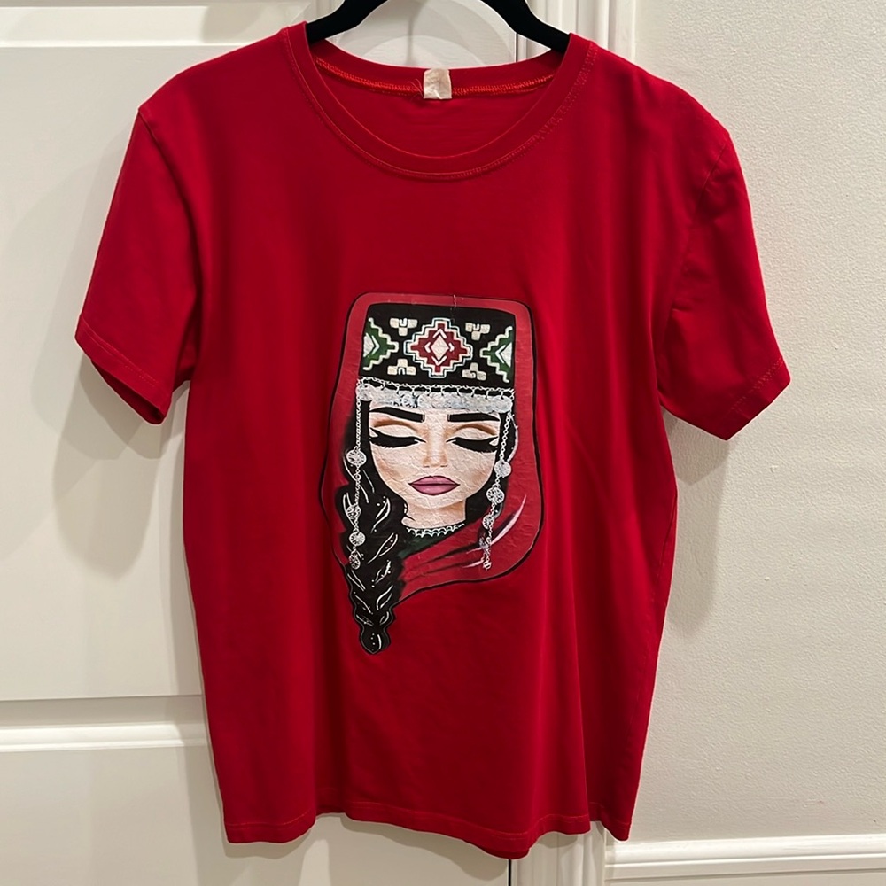 Woman’s red t-shirt 100% cotton size S.